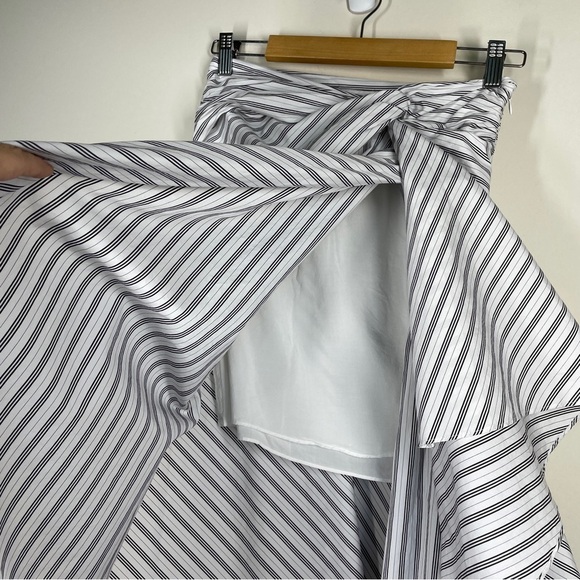 A.L.C. Diller Striped Draped Cotton Midi Skirt 4 - Picture 4 of 8